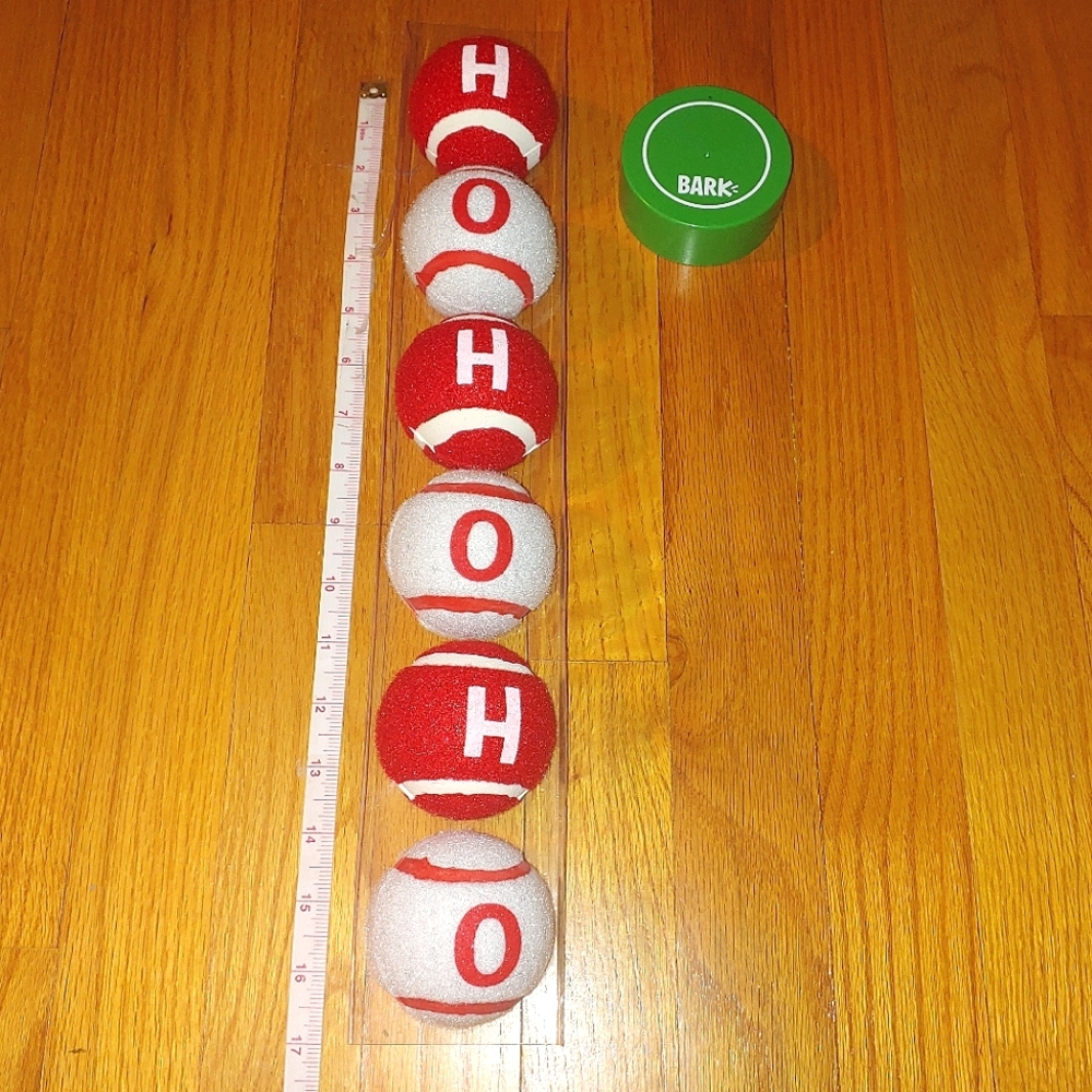 Bundle of 6 Christmas Bark Tennis Balls Ho Ho Ho Dog Toys